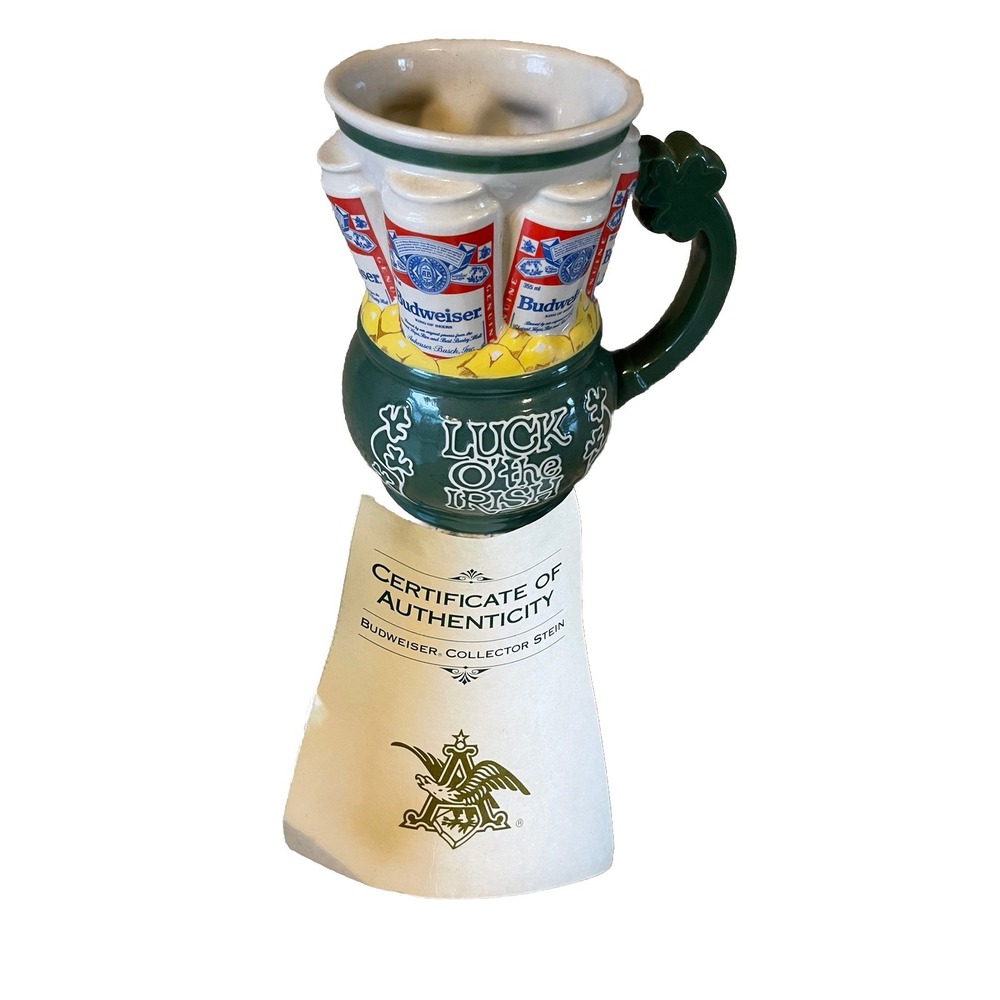 Budweiser Luck O' The Irish Stein Ceramic Made‎ by Ceramarte 1993 Brazil